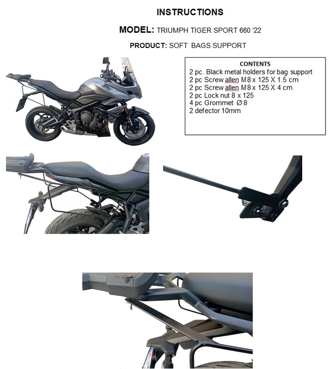 Bagażnik na miękkie torby Moto Discovery do Triumph Tiger Sport 660 2022-2023