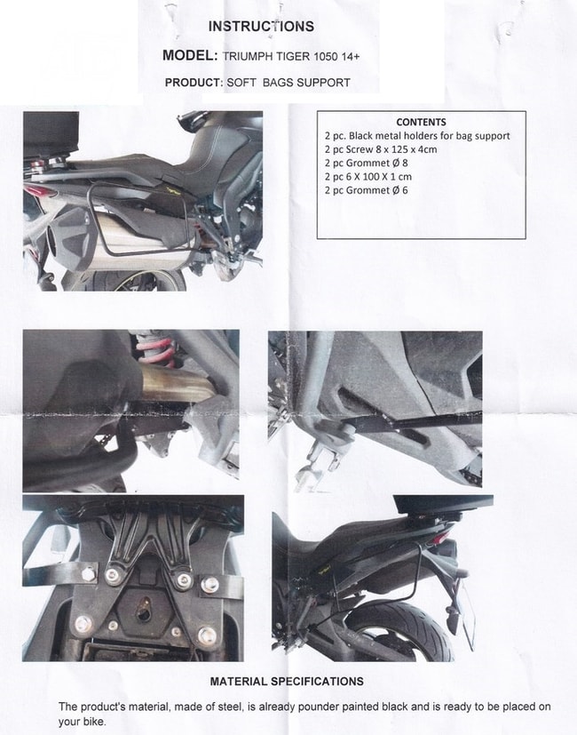 Moto Discovery mjuka väskställ för Triumph Tiger 1050 2014-2019