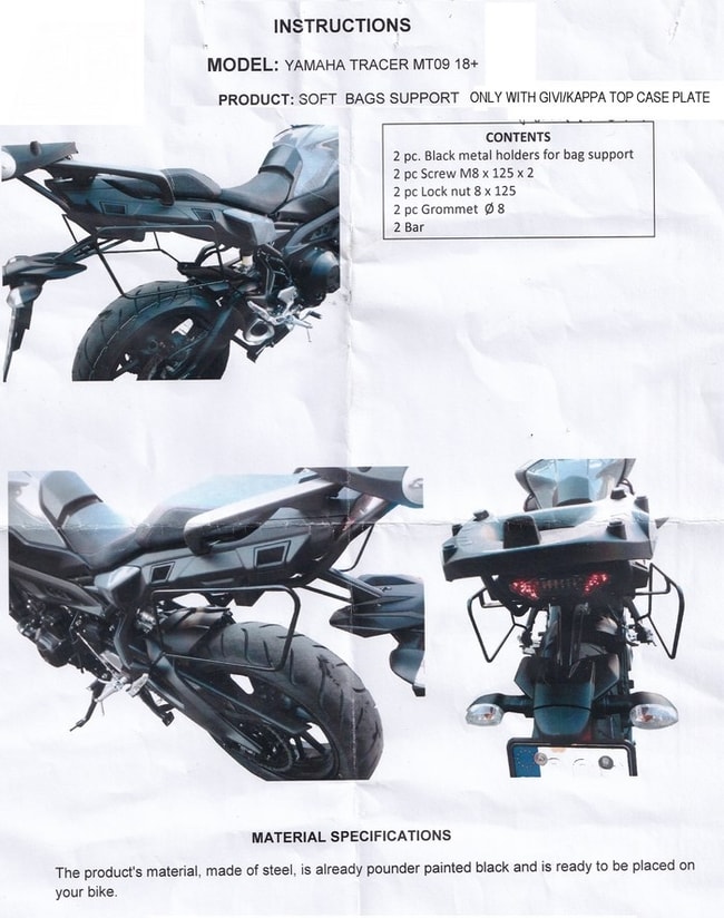 Βάσεις-κάγκελα για σαμάρια Yamaha Tracer 900 / GT 2018-2020