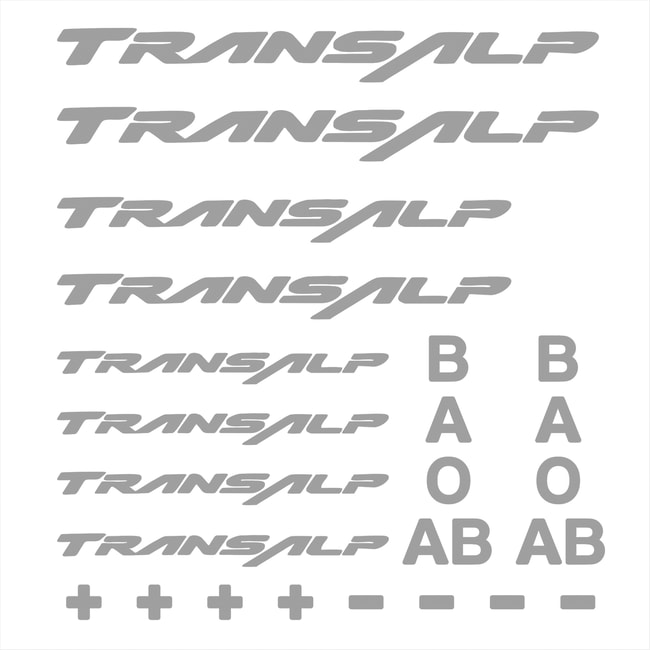 Set logo's en bloedgroepen voor Transalp XLV650 / XLV700 zilver