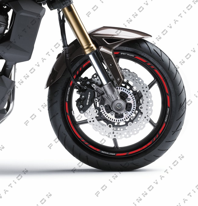 Kawasaki Versys listras no aro da roda com logotipos