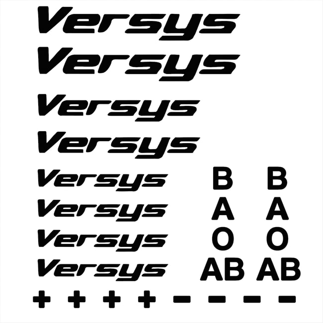 Logos and blood types decals set for Versys 650 / 1000 black