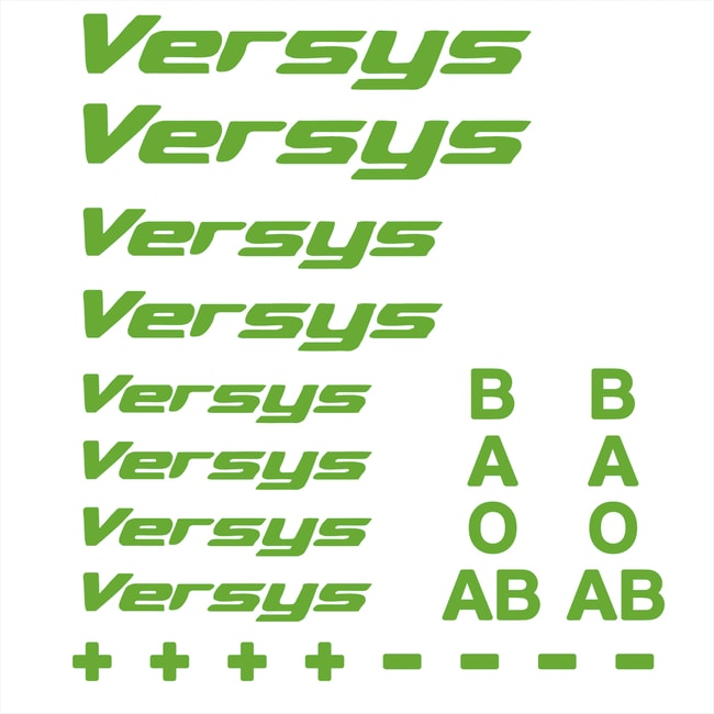 Logos and blood types decals set for Versys 650 / 1000 green