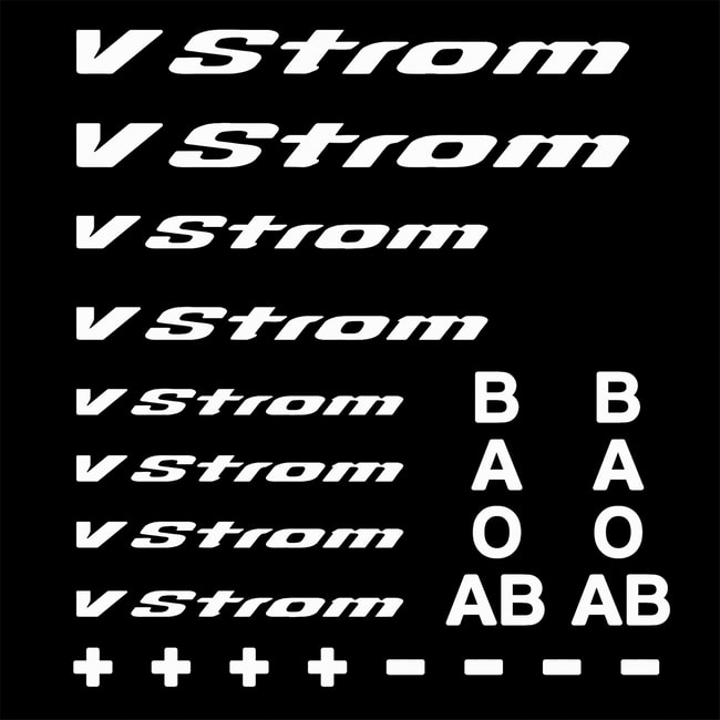 Logos and blood types decals set for V-Strom DL650 / DL1000 white