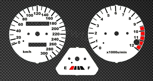 White speedometer and tachometer gauges for Yamaha XJR 1300 1998-2003