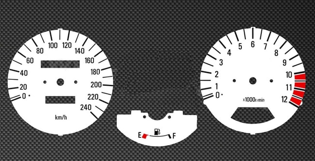White tachometer and speedometer gauges for Kawasaki Zephyr 750 1992-1998