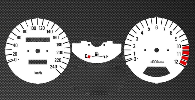 White tachometer and speedometer gauges for Kawasaki Zephyr 1100 1996-1998