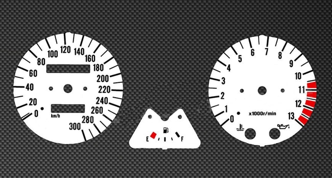 White tachometer and speedometer gauges for Kawasaki ZRX1100 1997-2000