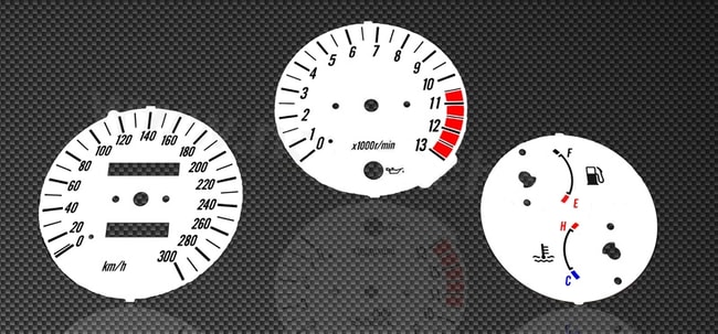 White tachometer and speedometer gauges for Kawasaki ZRX1200S 2001-2004