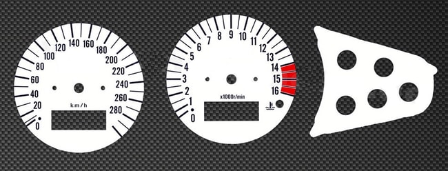 White tachometer and speedometer gauges for Kawasaki ZX-6R 1998-1999
