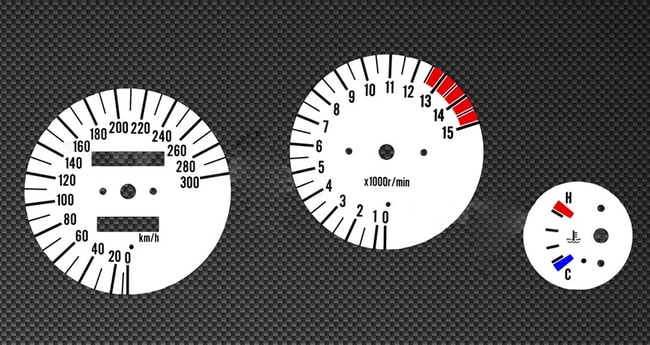 White tachometer and speedometer gauges for Kawasaki Ninja ZX-7R 1996-2003
