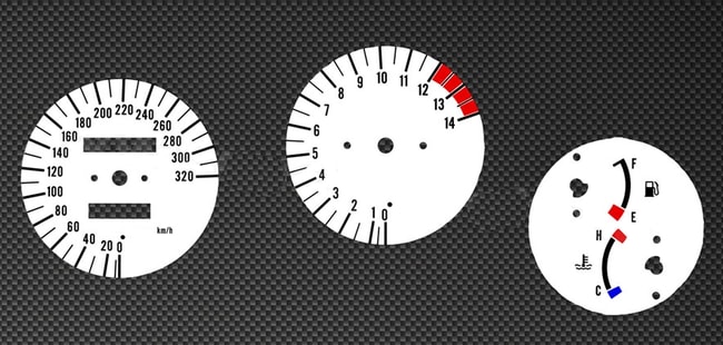 White tachometer and speedometer gauges for Kawasaki ZX-9R 1994-1997