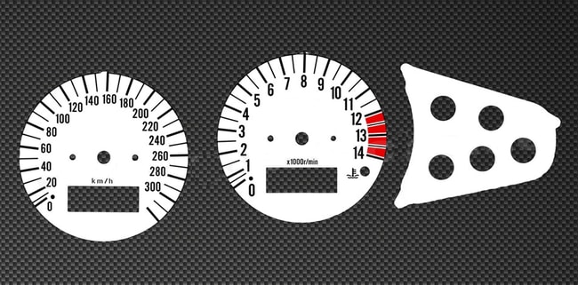 White tachometer and speedometer gauges for Kawasaki ZX-9R 1998-1999