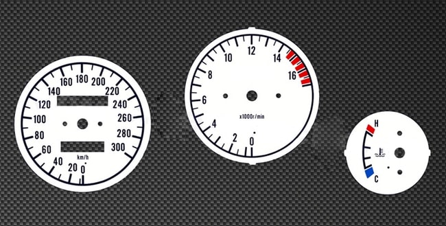 White tachometer and speedometer gauges for Kawasaki ZXR 400 1989-1999
