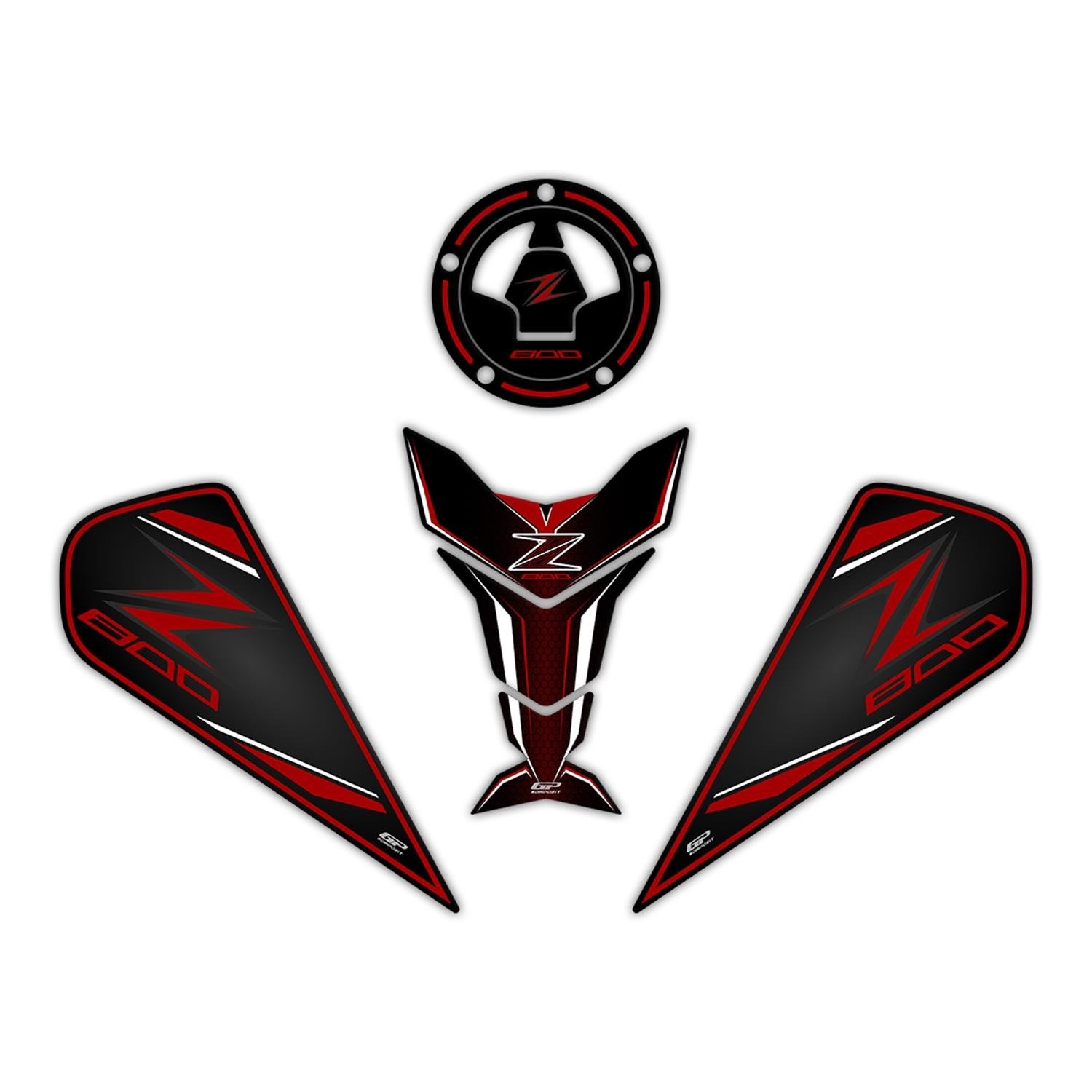 BIKE-label Tankpad Kawasaki - Waben Design Seitentank Schutzaufkleber Set