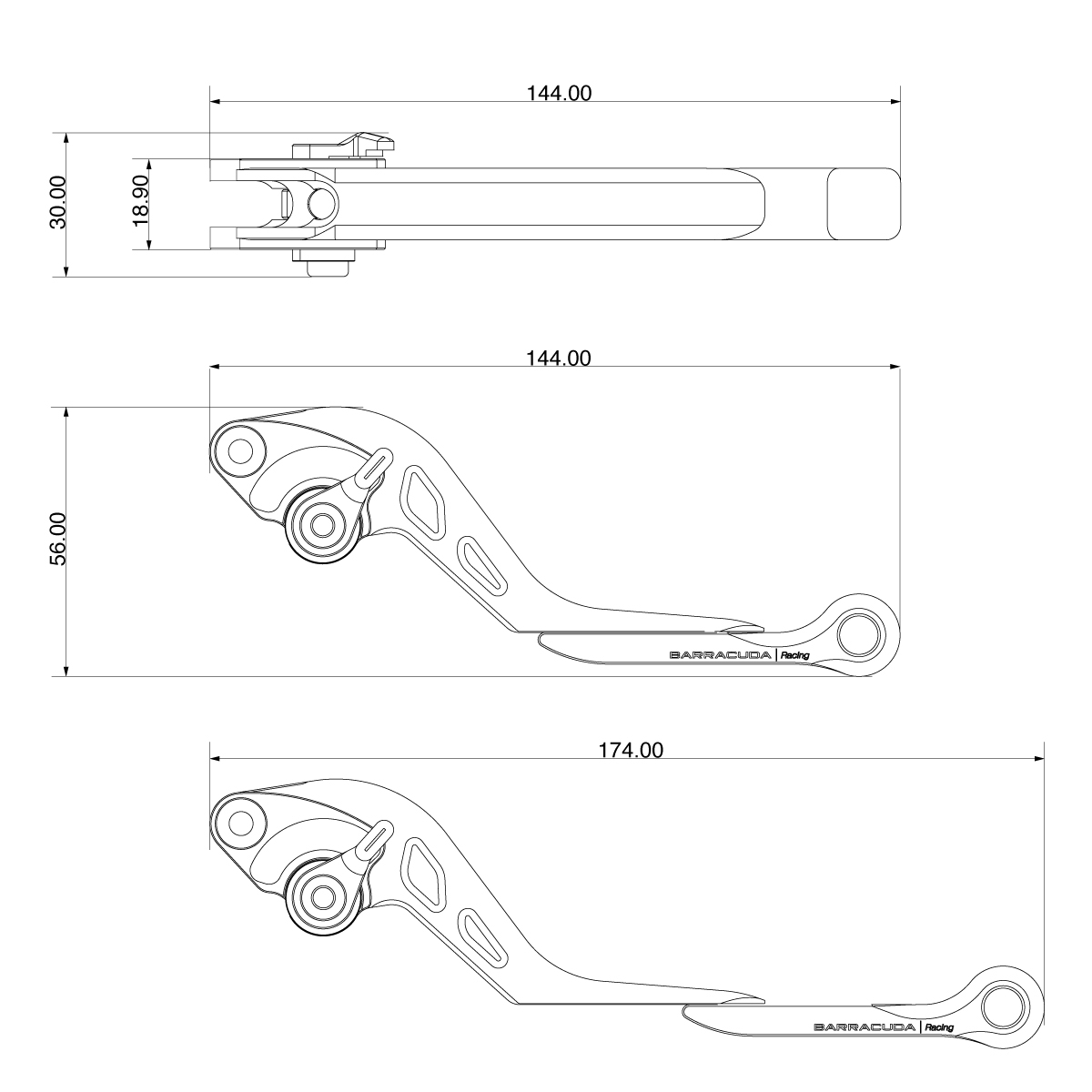 Barracuda adjustable - extendable levers compatible with Kawasaki